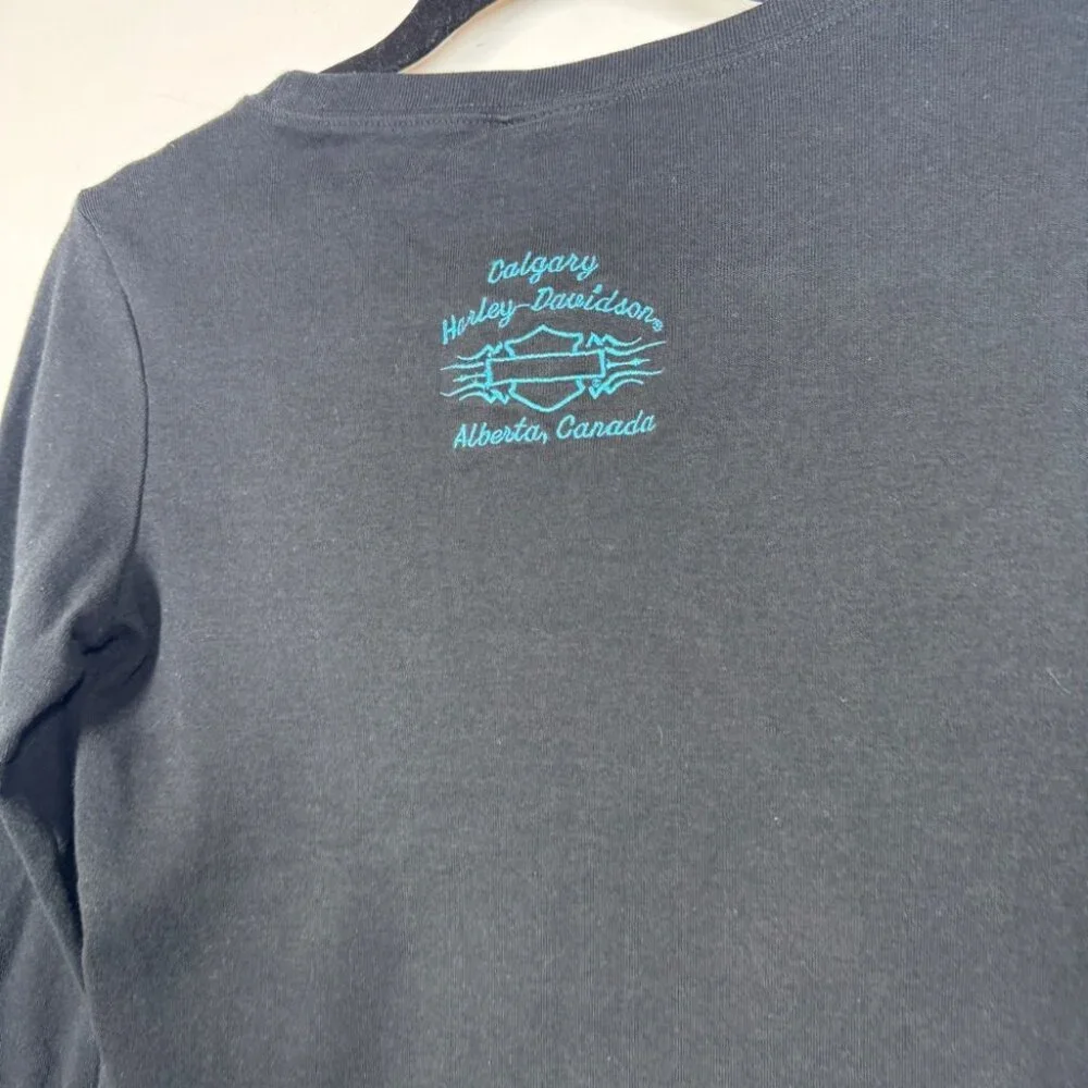 Vintage Y2K 2005 Harley Davidson Black Long Sleeve Graphic Tee Size S - Picture 12 of 15